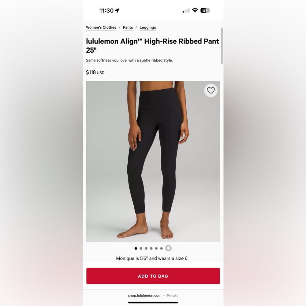 Lululemon Ribbed Align 25”